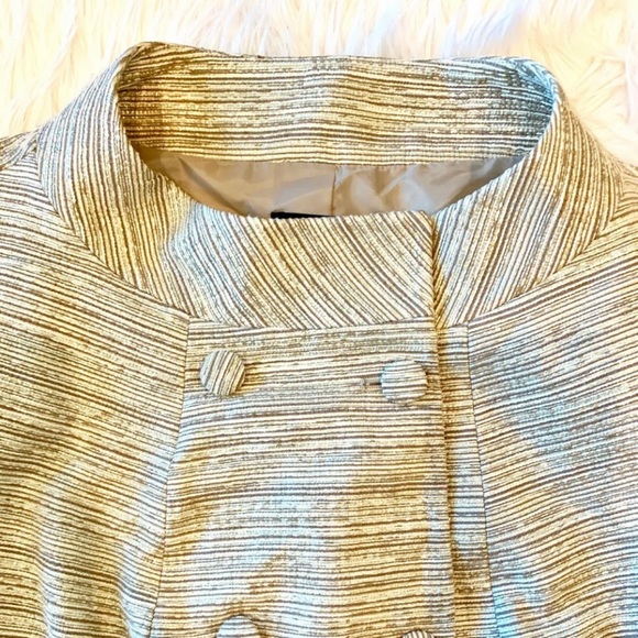 NEW TALBOTS Gold White Textured 3/4 Sleeve Blazer - Picture 2 of 5